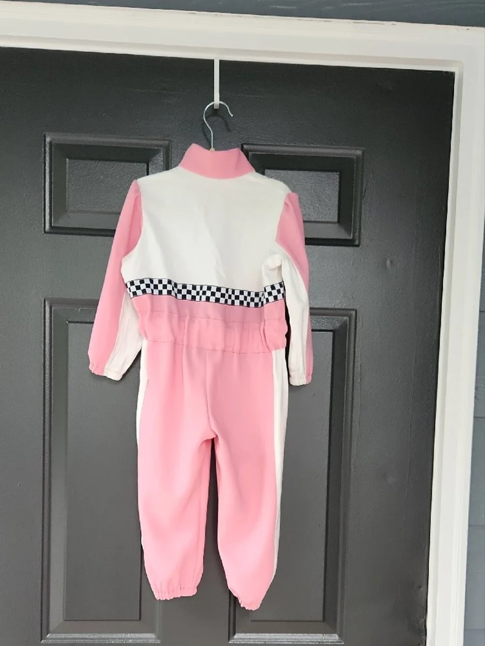Girls 3T Racing One-Piece Jumpsuit in Pink and White Halloween